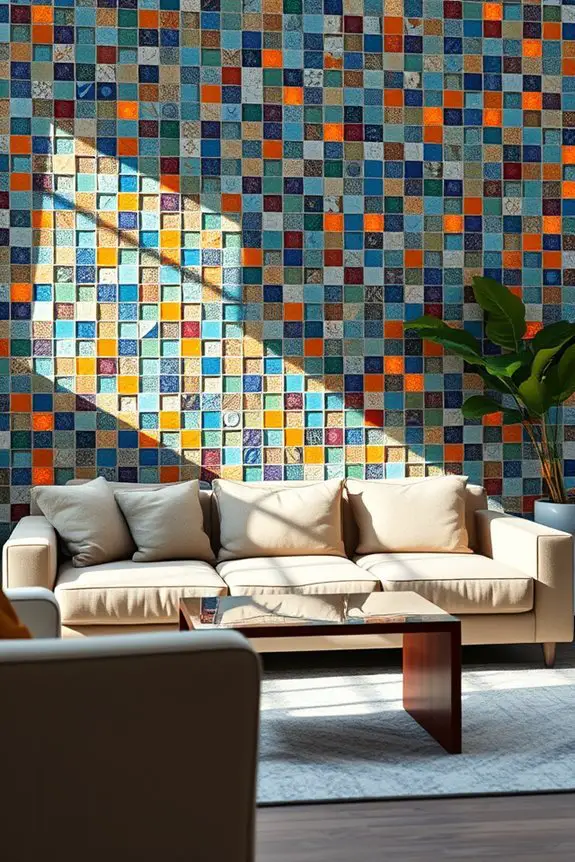 vibrant illuminated mosaic wall