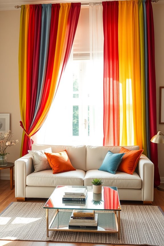 vibrant layered curtain decor