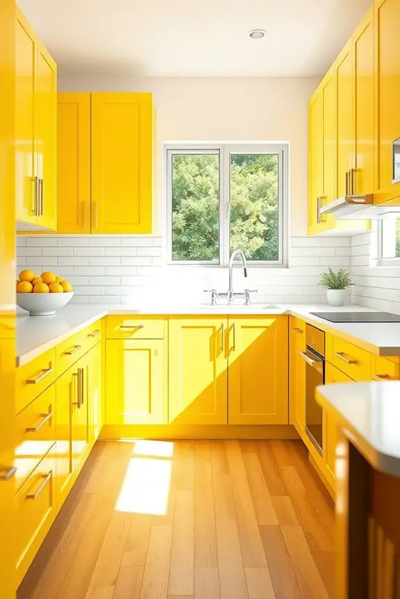 vibrant lemon yellow cabinets