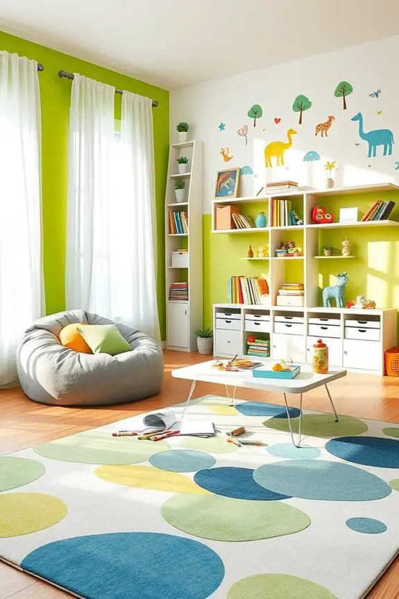 vibrant lime green playroom