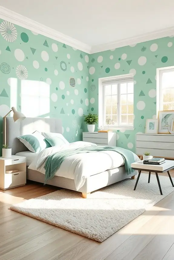 vibrant mint playful wallpaper