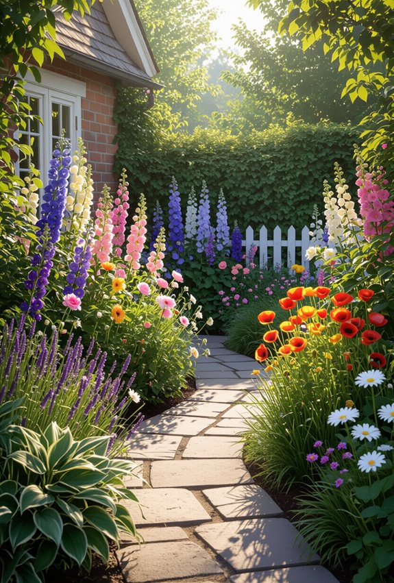 vibrant mixed flower garden