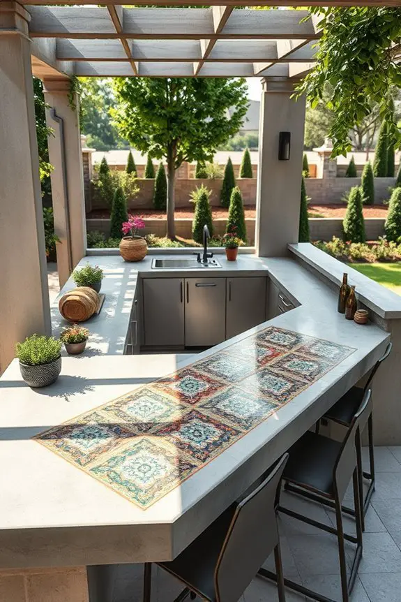 vibrant mosaic concrete kitchen