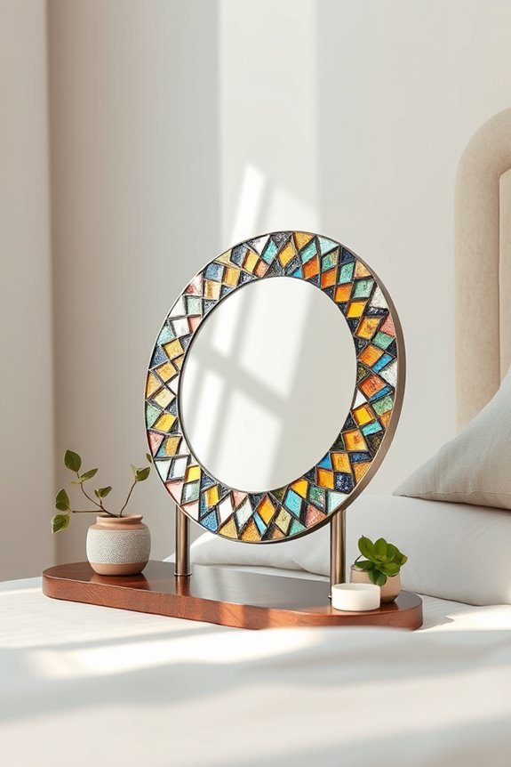 vibrant mosaic mirror decor