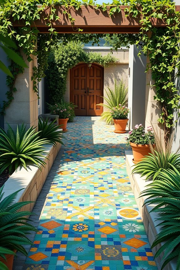 vibrant mosaic outdoor entrance