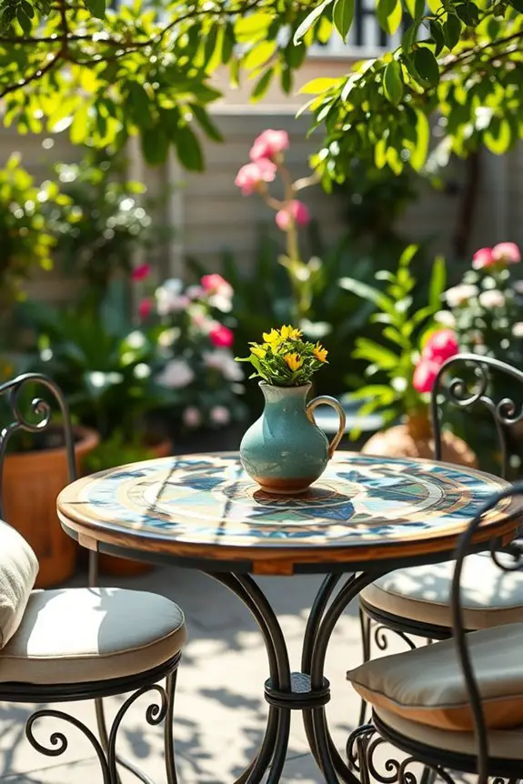 vibrant mosaic tile tabletops