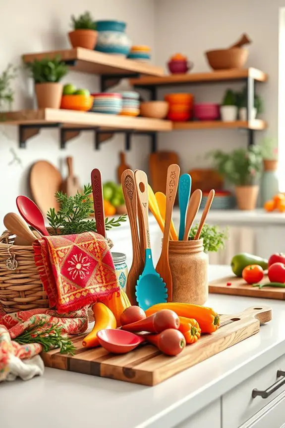 vibrant multi colored kitchen utensils