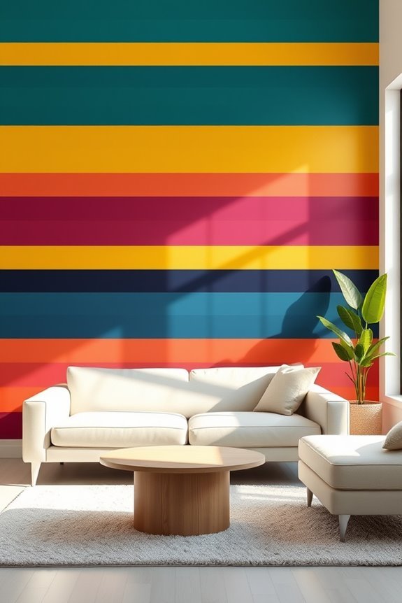 vibrant multi colored stripe design