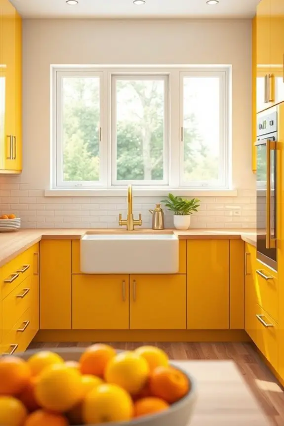 vibrant mustard yellow kitchens