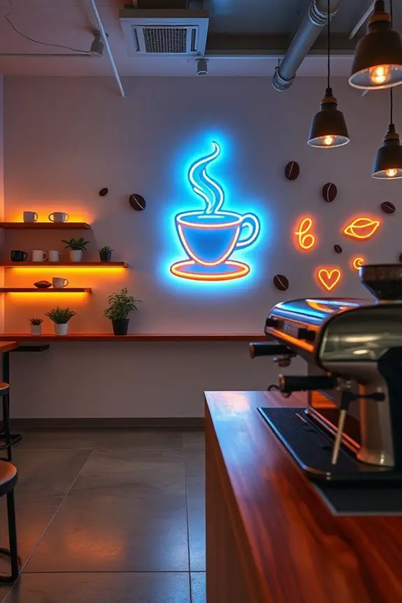 vibrant neon coffee atmosphere