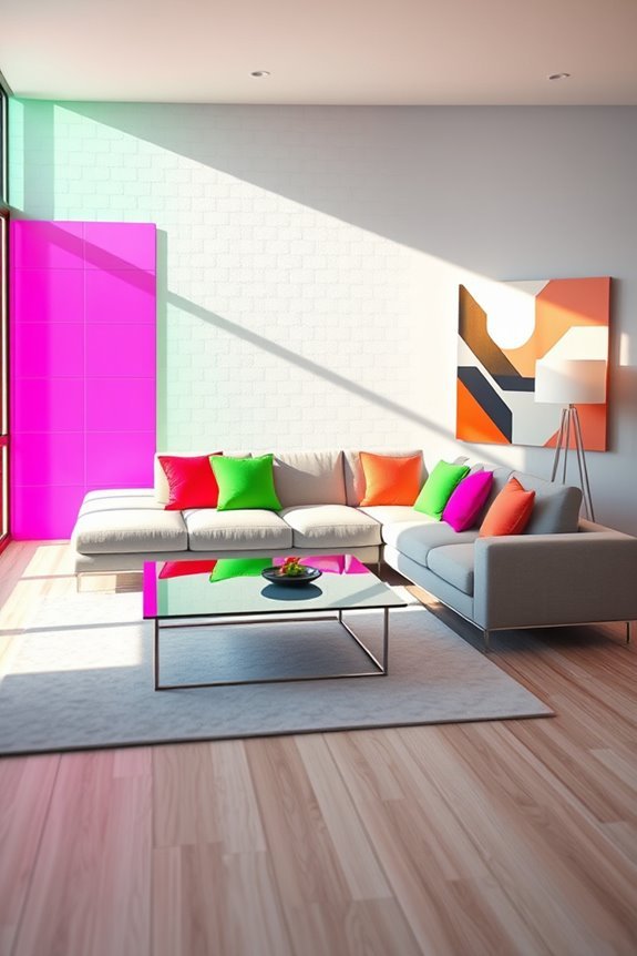 vibrant neon decor accents