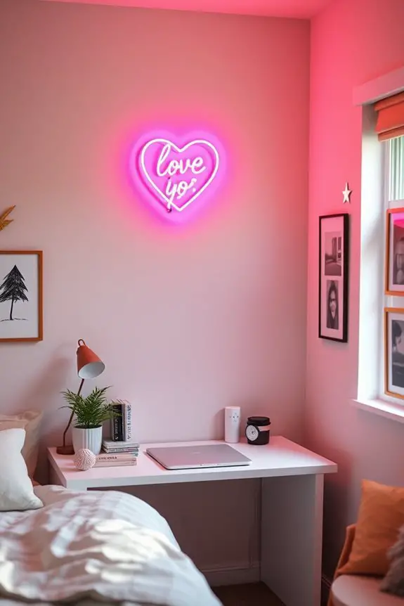 vibrant neon dorm decor