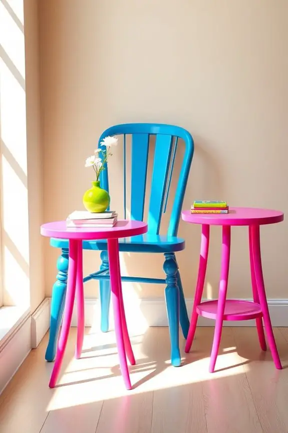 vibrant neon furniture accents