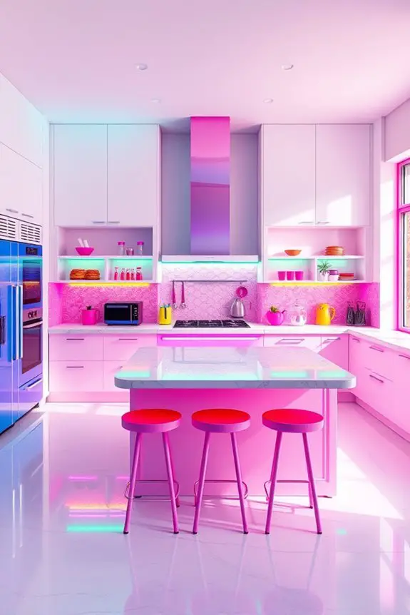 vibrant neon kitchen design