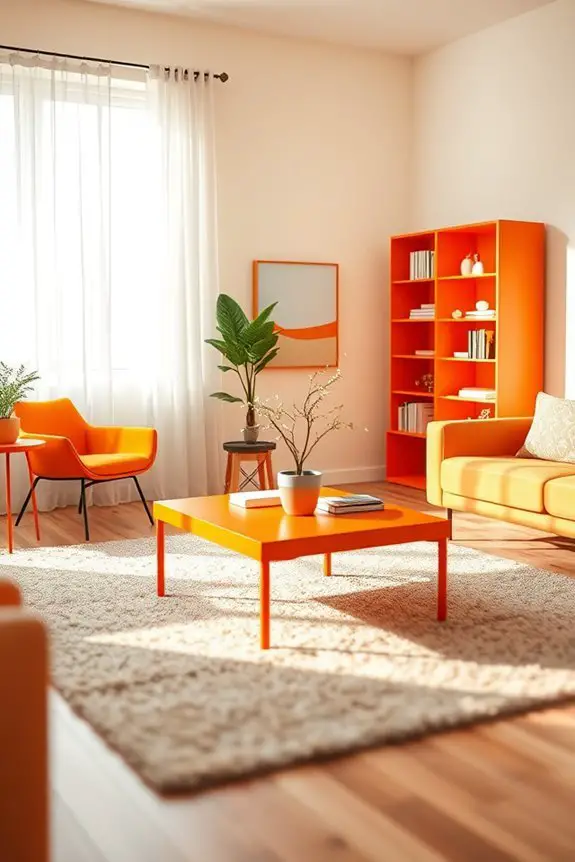 vibrant orange furniture accents