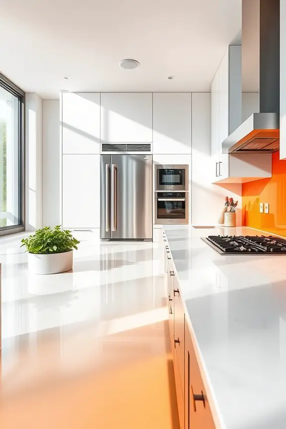 vibrant orange kitchen backsplash