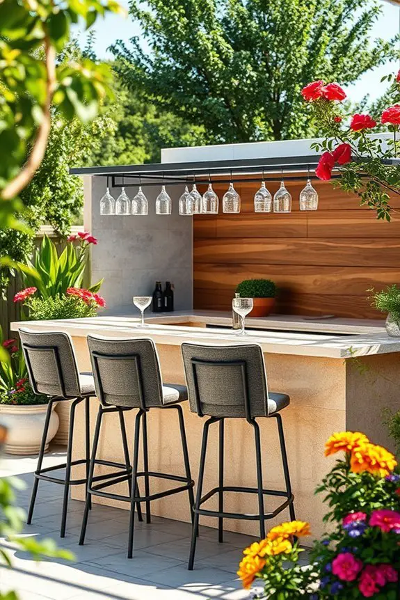 vibrant outdoor bar setup