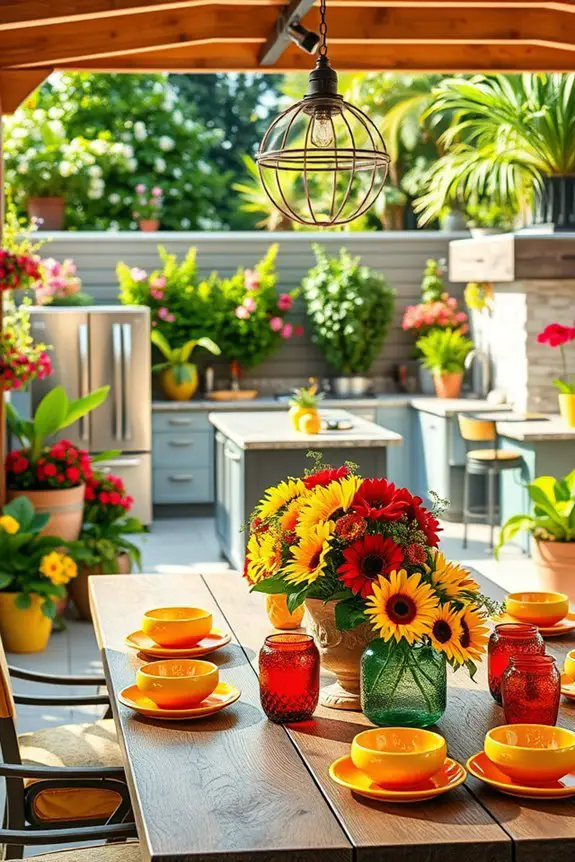 vibrant outdoor kitchen accents