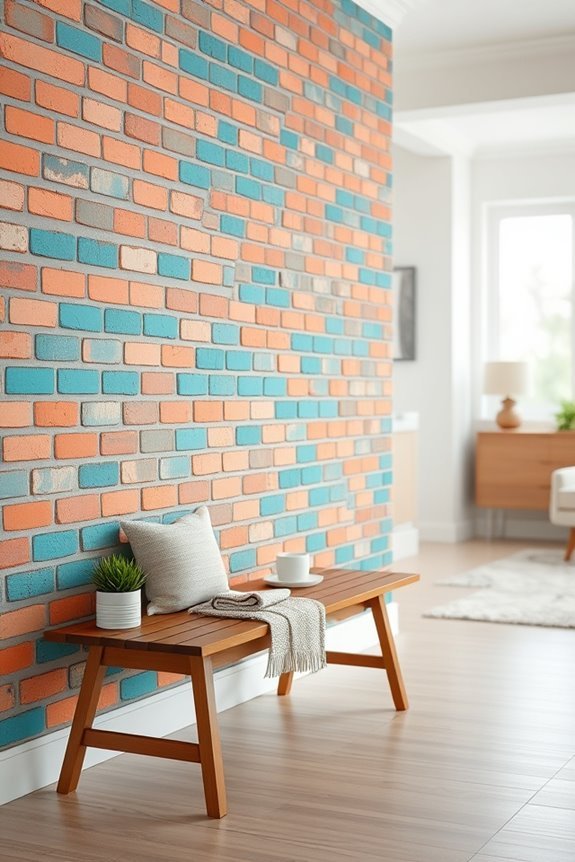 vibrant painted brick accents