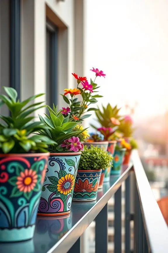 vibrant painted flower pots
