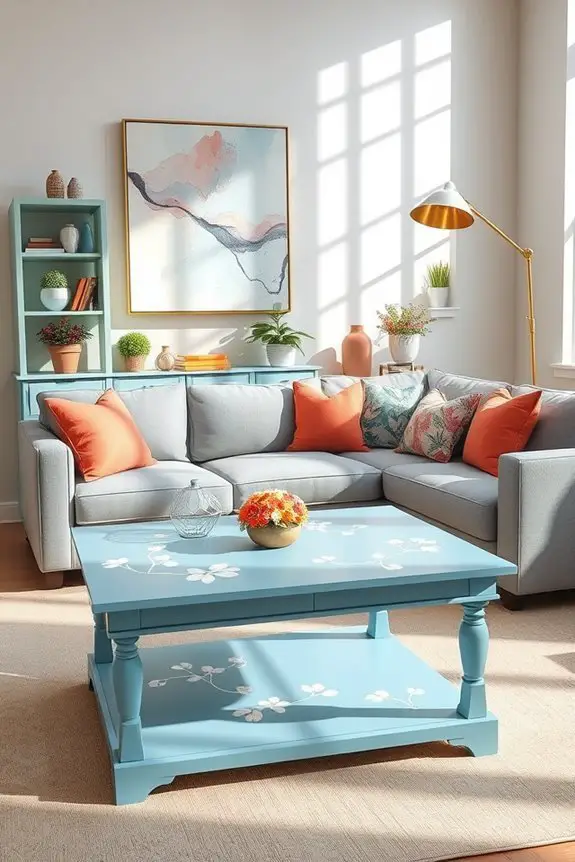 vibrant painted furniture accents