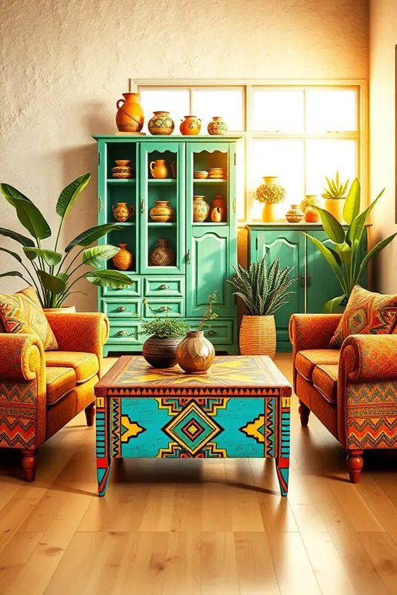 vibrant painted furniture transformation
