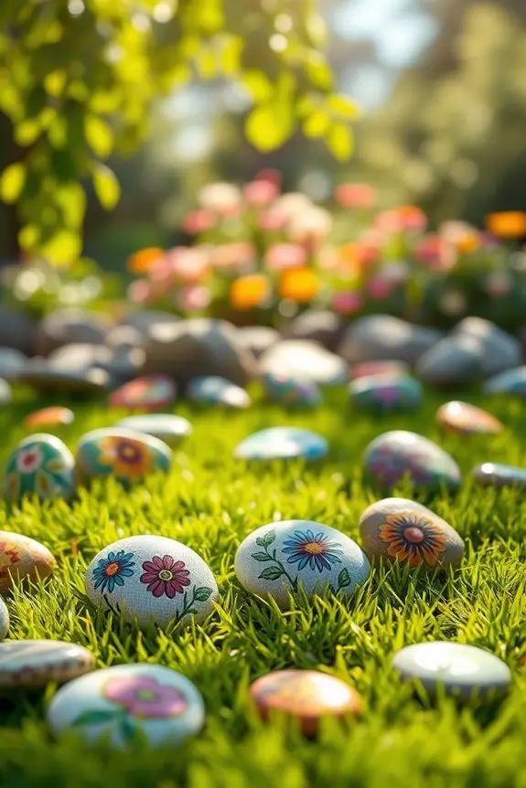 vibrant painted garden rocks