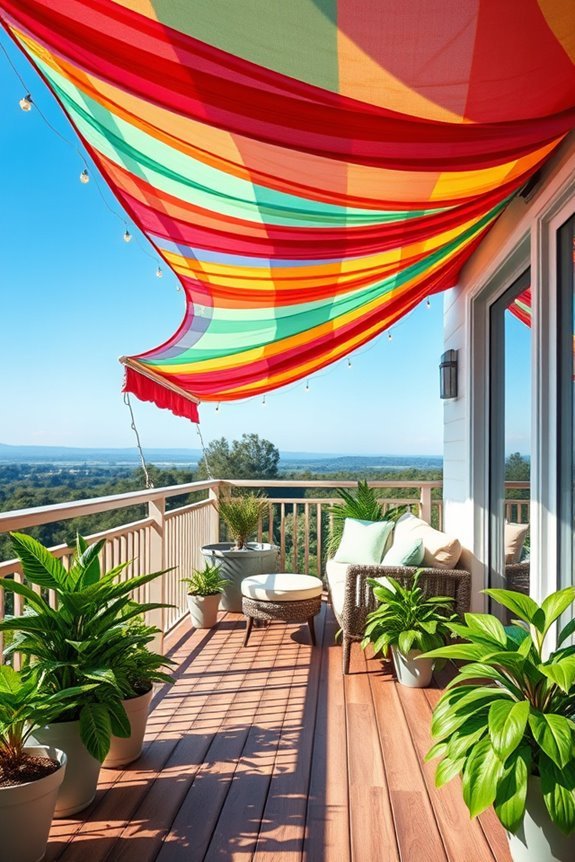 vibrant patterned balcony canopy