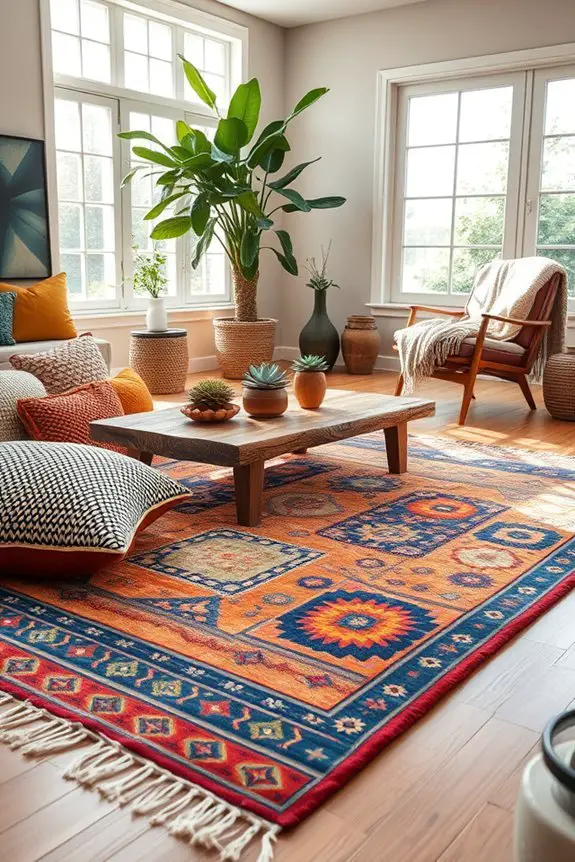 vibrant patterned boho rugs