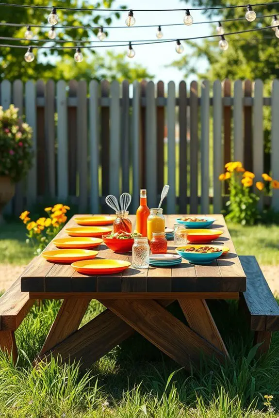 vibrant picnic table decor