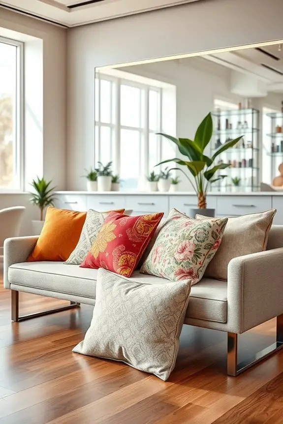 vibrant pillows enhance ambiance