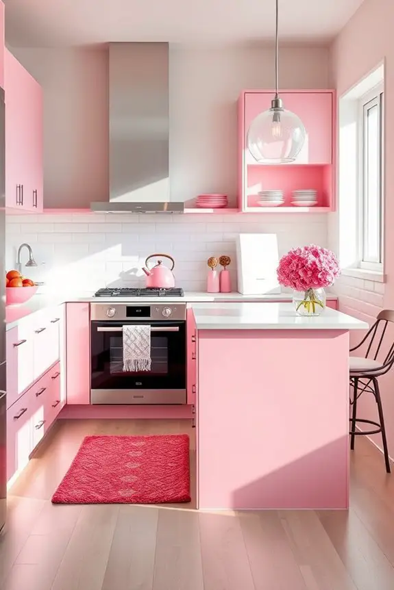 vibrant pink kitchen accents