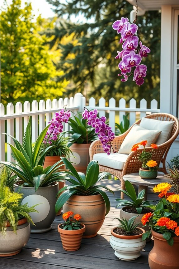 vibrant plant arrangements enhance patios