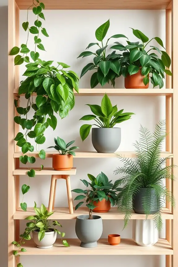vibrant plant shelf arrangement