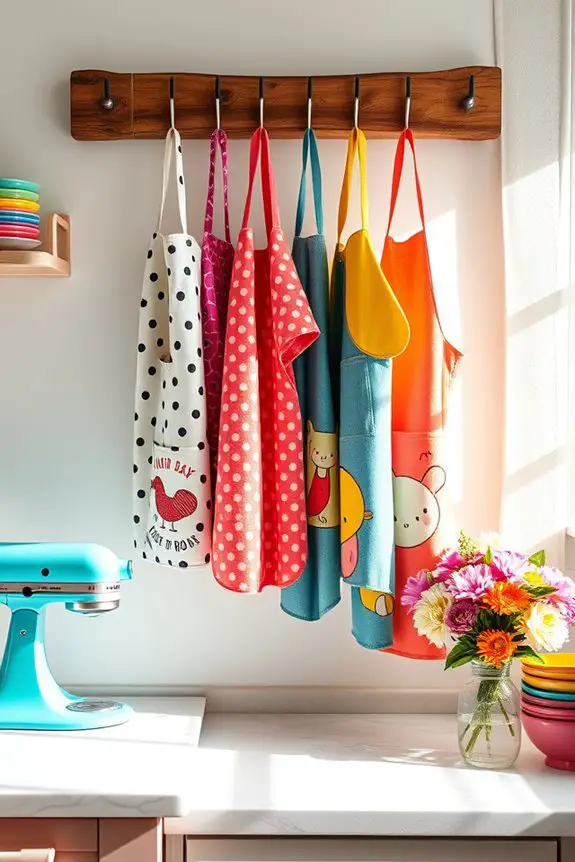 vibrant playful kitchen aprons
