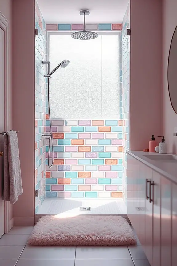 vibrant playful shower tiles
