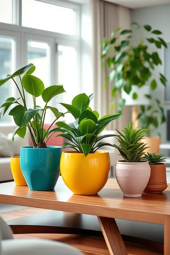 vibrant pots enhance decor