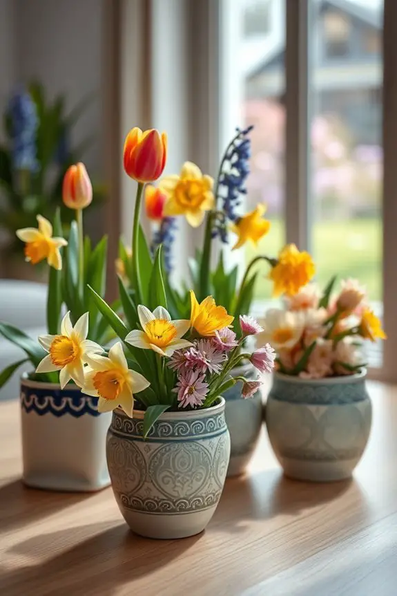 vibrant potted spring decor