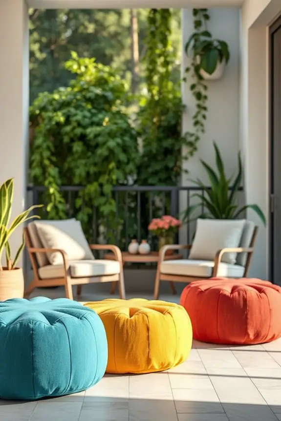 vibrant poufs for balconies