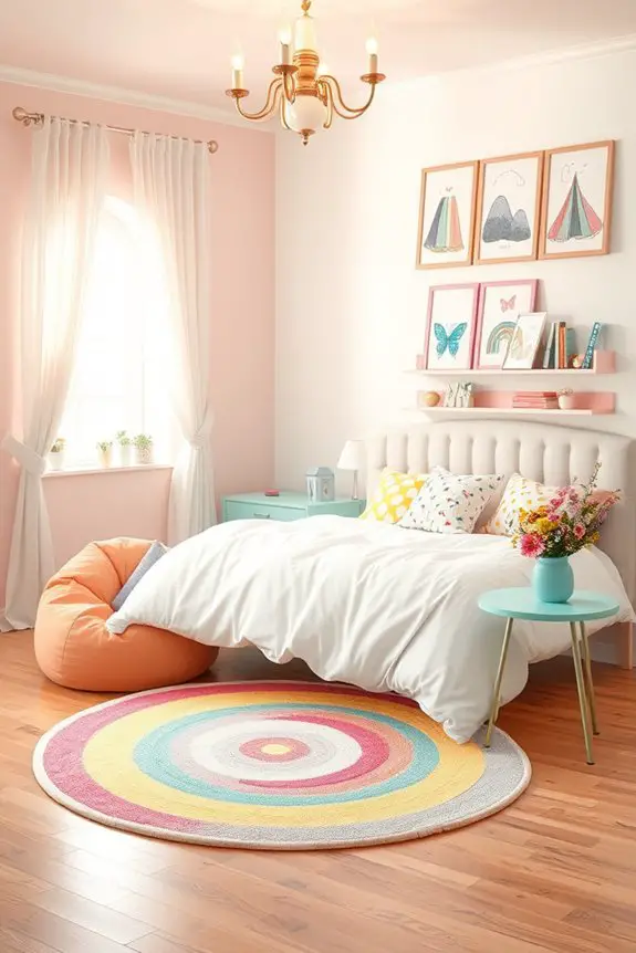 vibrant rainbow bedroom accents