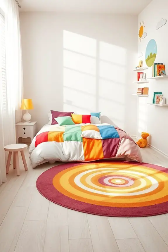 vibrant rainbow bedroom decor