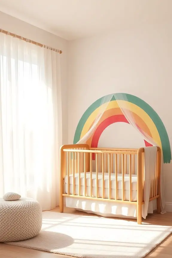 vibrant rainbow nursery accents