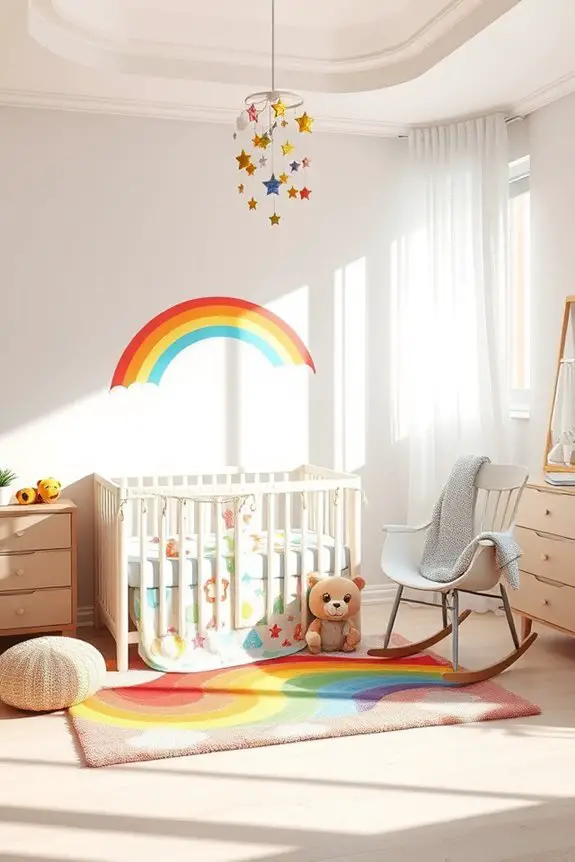vibrant rainbow nursery decor