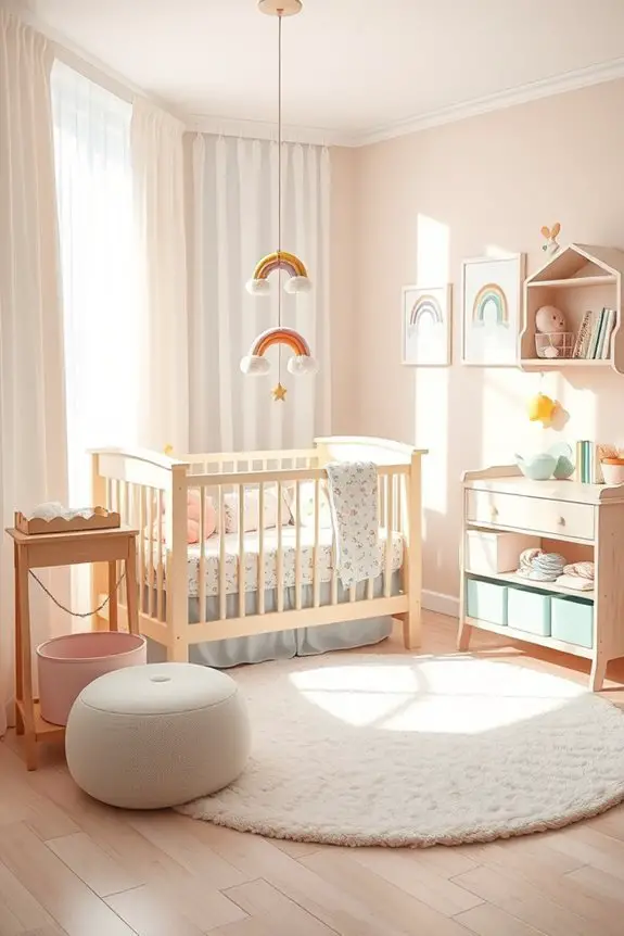 vibrant rainbow themed nursery