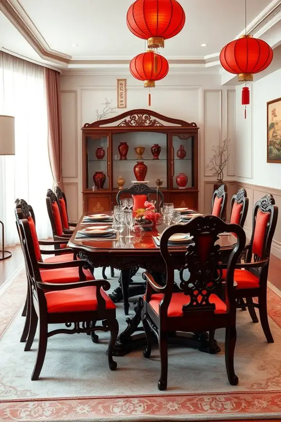 vibrant red dining accents