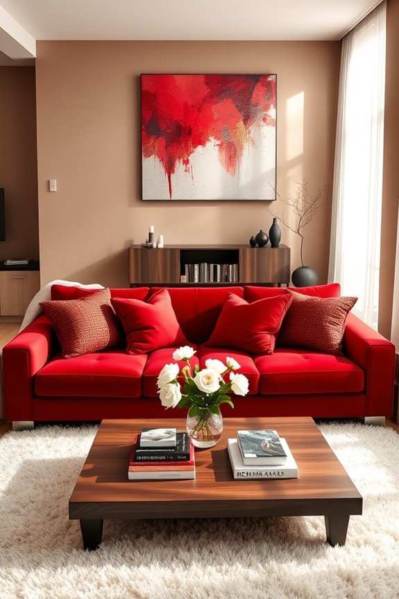vibrant red interior accents