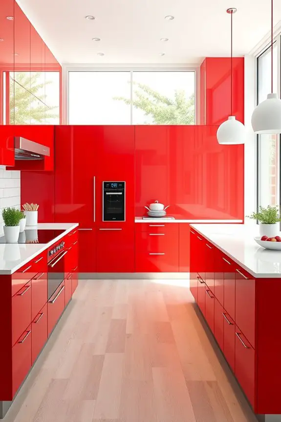 vibrant red kitchen transformation