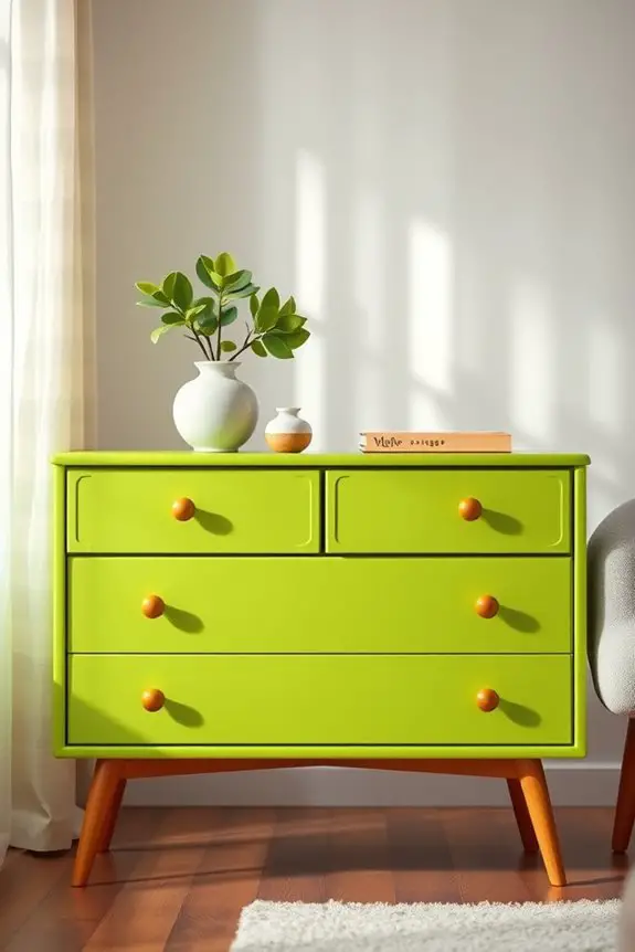vibrant retro pistachio dresser