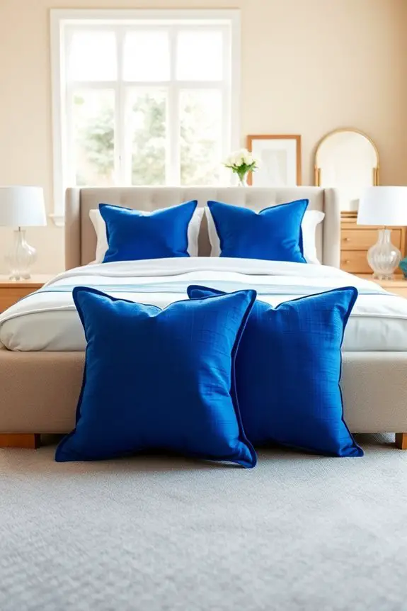 vibrant royal blue pillows