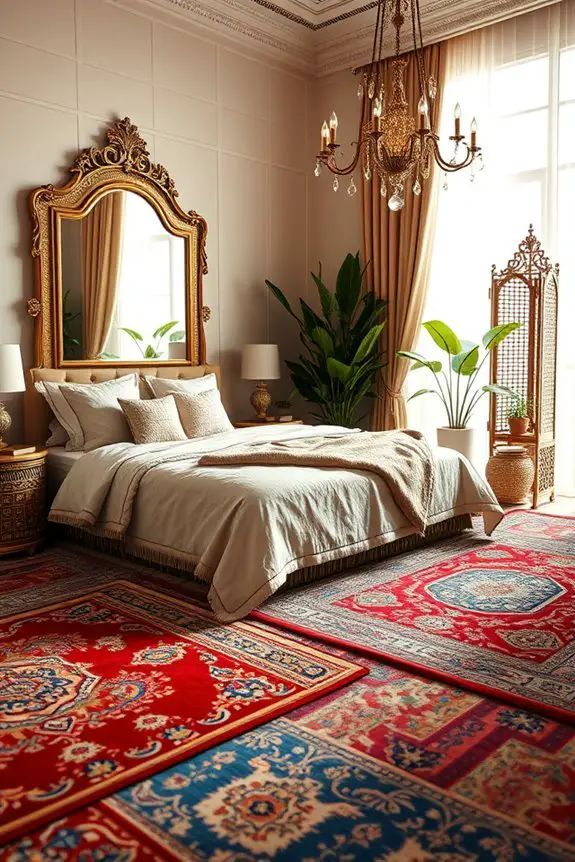vibrant rugs enhance arabic bedrooms
